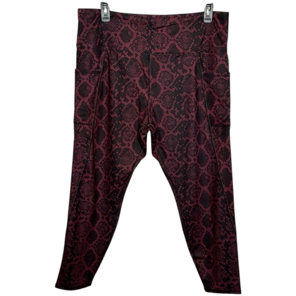 Tahari Legging,‎ Athletics, Pockets, Full Length, Maroon/Black, NWT, Size 3X